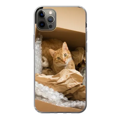 Produktbild von MuchoWow® Handyhülle Schutzhülle Hülle für iPhone 13 Pro Max Katze - Box - Rot Silikon Softcase Handy Hülle - Mobiltelefon