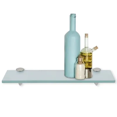 Image de Fiqops étagère en verre étagère en verre idéale pour la salle de bain, la douche et pour une décoration moderne avec support en acier inoxydable 8 mm 50x10 cm verre dépoli
