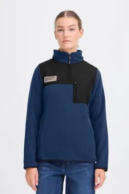 Image de Pull à col roulé OXMO OXNETE HALFZIP pour femme, coupe classique