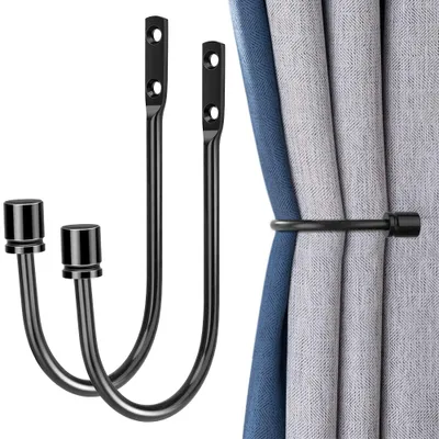 Produktbild von 2 Stück Metall Raffarme Wandmontage Vorhang U Metall Vorhang Raffhalter Haken Halt Rücken Draperie Raffhalter Raffhalter Metall Raffhalter Haken