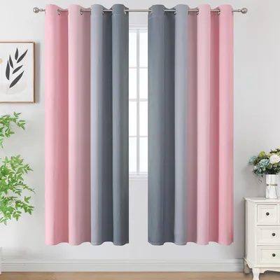 Immagine prodotto di Tende oscuranti termiche, rosa e grigio, set da 2, 183x132 cm
