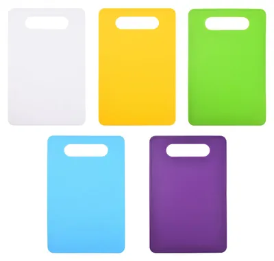 Productafbeelding van Set van 5 kunststof snijplanken 19x29 cm, antislip en BPA-vrij