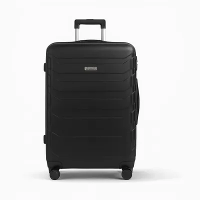 Produktbild von OMNA Reisekoffer, Schwarz, XL, 63 Liter, 99 cm, aus strapazierfähigem ABS+, mit 4 360°-drehbaren Gummirädern, 2 Fächer, TSA-zugelassen, Ideal für Kinderreisen