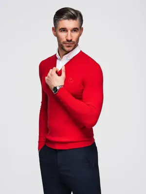 Zdjęcie produktu dla Ombre Clothing Klasyczny sweter męski Kemuel czerwony XL