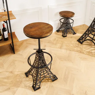 Produktbild von riess-ambiente Barhocker PARIS LOFT dunkelbraun Mangoholz Eiffelturmoptik höhenverstellbar