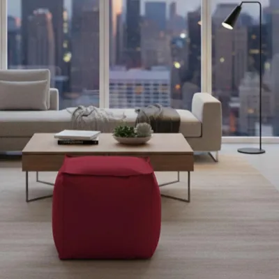 Image de Aron - Pouf, 45x45x45h cm Rouge, Déhoussable Fabriqué en Italie