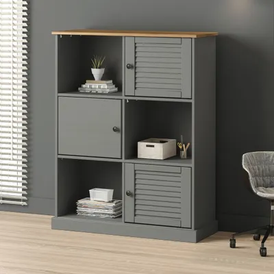 Obrázek produktu pro Maison Exclusive - Knihovna VIGO, šedá, 90x35x114,5 cm, masivní borové dřevo
