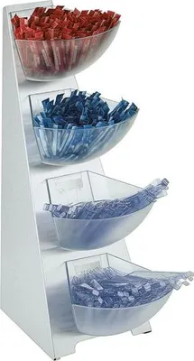 Produktbild von APS 11446 Gestell MULTI RACK, 4-stufig, Gestell aus Edelstahl, Schütten aus Kunststoff (ABS) je 1 Liter, 19 x 31 cm, Höhe 53 cm,  Germany, Edelstahl/transparent