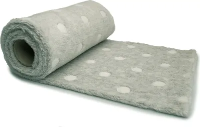 Obrázek produktu pro Minky Plyš s potiskem, tečky na šedé 50 x 160 cm