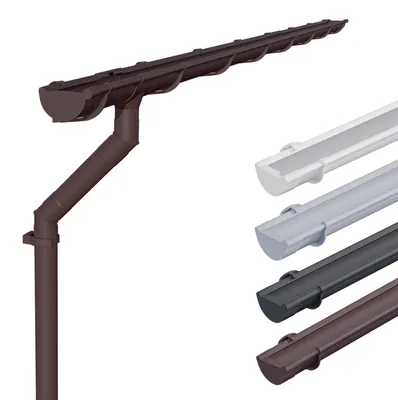 Produktbild von INEFA Dachrinnen Set NW100 / 100mm Kunststoff halbrund – Dachrinne 3m Länge Dunkelbraun 1 Dachseite – Regenrinne PVC für Gartenhaus Carport