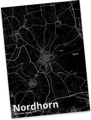 Produktbild von Mr. & Mrs. Panda Ansichtskarte Nordhorn - Geschenk, Postkarten, Postkarte, Fotokarte, Stadt Dorf Karte Landkarte Map Stadtplan, Grußkarte, bildkarte