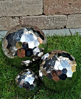 Produktbild von Dekokugel Diamond 3er Set 20-15-10 cm Edelstahl poliert Kugel Dekorationskugel