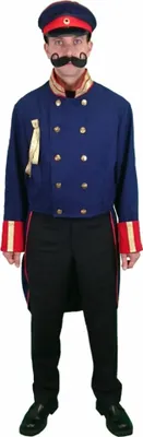 Preußen Kostüm Frack blau für Herren Gr. L-XL Militär Uniform Fasching Karneval Mottoparty
