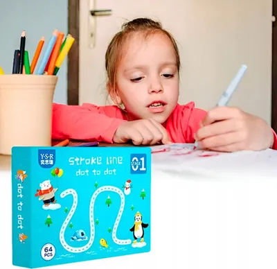 Zdjęcie produktu dla Książeczka edukacyjna dla dzieci zagadki logiczne i połącz kropki, zestaw wielokrotnego użytku z markerami i gumką