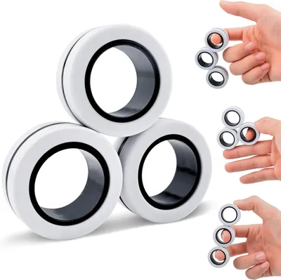 Productafbeelding van Fidget Toys Magnetische Ringen, 3 Stuks, Anti-Stress Spinner, voor Kinderen en Volwassenen