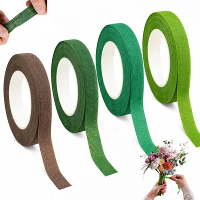Selbstklebendes Blumenstielband, 4 Rollen, 12 mm x 30 m, grün