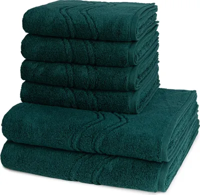 Produktbild von Ross Cashmere feeling 4 X Handtuch 2 X Duschtuch im Set Walkfrottee aus Baumwolle 520 g/m², Weich saugstark mit Aufhänger Kordel, Wellenmuster und gewebte Bordüre elegant