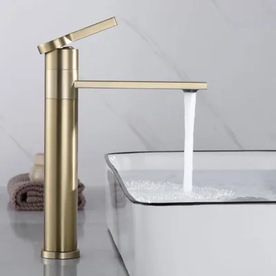 Wastafelmengkraan 360° drehbar, gebürstetes Gold, 1-Loch