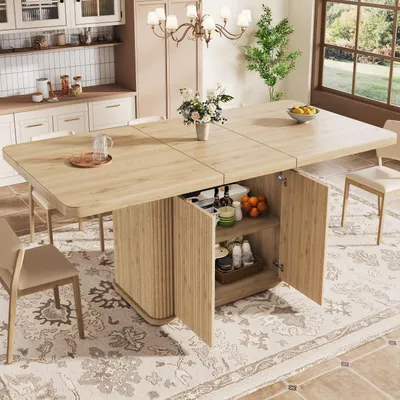 Produktbild von STILVORA Esstisch 140-180 cm mit verstecktem Stauraum, Ausziehtisch mit ausziehbarer Tischplatte, Esszimmertisch mit Reliefstreifen