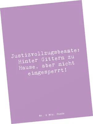 Produktbild von Mr. & Mrs. Panda Postkarte Spruch Justizvollzugsbeamte Freiheit - Lavendeltraum - Geschenk, Ansichtskarten, Fotokarte, handgefertigte Geschenke, bildkarte, Mut, Grußkarte