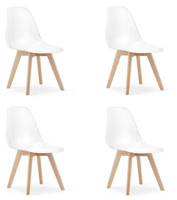 Image de Lot de 4 Chaises Kito en Polypropylène Transparent et Hêtre