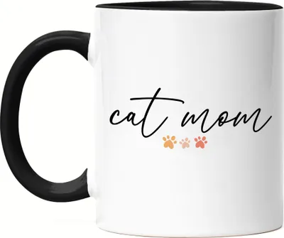 Produktbild von Cat Mom Katzenliebhaber Geschenkidee Katzenmama Katzenfans Tasse Schwarz
