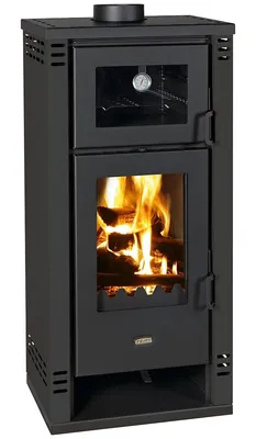 Image de Poêle à bois avec compartiment four Prity K2 GT F - 8,1 kW, Design moderne, noir graphite, classe énergétique A+