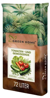 Produktbild von Green Home Tomaten- & Gemüseerde 72 L – für Gurken, Paprika & Zucchini, auch für Hochbeet & Kübel, Langzeitdünger, Perlite, Kokosfasern, pH 5,8