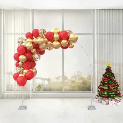 Image de Arche de mariage en métal - Support pour arche à ballons - Structure robuste en fer de 2,3 m - Pour la décoration de fêtes en intérieur et en extérieur - Blanc