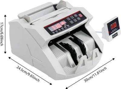Produktbild von Banknotenzähler - Tragbare Geldzählmaschine - UV/MG/IR-Falschgelderkennung - ≥900 Scheine/Min - LED-Display - Ein-/Ausgabeschacht 200 - EUR/USD/GBP