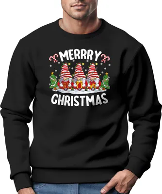 Produktbild von Sweatshirt Herren Weihnachtspullover Wichtel Aufdruck Merry Christmas Weihnachtsoutfit Männer Moonworks®