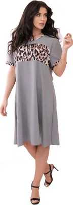 Produktbild von Graues Kleid mit Leopardenmuster