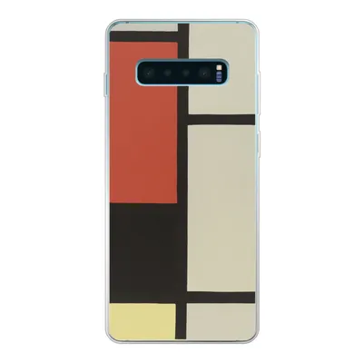 Produktbild von MuchoWow® Handyhülle Schutzhülle Hülle für Samsung Galaxy S10 Lite Komposition mit rotem Quadrat, schwarz, blau - Piet Mondrian Silikon Softcase Handy Hülle - Schutz