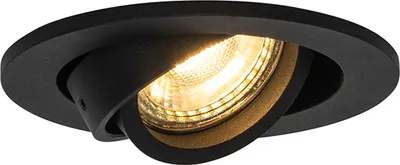 Produktbild von QAZQA - Modern Moderner schwarzer Einbauplatz - Club I Wohnzimmer I Schlafzimmer - Aluminium Rund - LED geeignet GU10