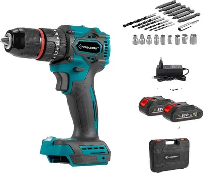 Immagine prodotto di Trapano elettrico a percussione, motore brushless, 3 funzioni, 2 batterie spina UE