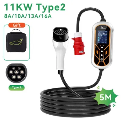 Obrázek produktu pro Přenosná nabíječka pro elektromobily, kabel o délce 5 m, nastavitelné parametry proudu, 11 kW, 16 A, 5 m, typ 2