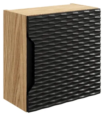 Produktbild von Hängender Badezimmerschrank 35 X 35 Cm, Schwarz Matt, Eiche Geölt, 1 Tür