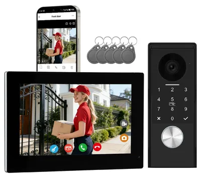 Productafbeelding van Videodeurbel 2-Draads - 7 Inch Kleurentouchscreen - Full HD 1080p Resolutie - Nachtzicht Infrarood - Buiten Wandmontage