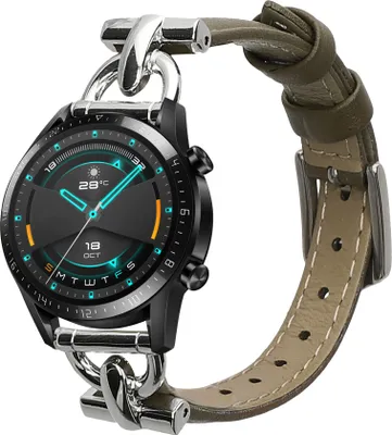 Produktbild von kwmobile Armband kompatibel mit Huawei Watch GT/GT2 (46mm) - Echtleder Fitnesstracker Sportarmband Band