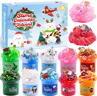 Imagen del producto de Calendario de Adviento 2025 para niños: kit de 24 días con slime. Calendario navideño, regalo de Navidad para niños, adolescentes, niñas y niños