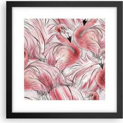 Produktbild von Gerahmtes Poster - Schwarzer Rahmen - Flamingo Pink Exotik - 30x30 cm - Wand Bild - Wanddeko - Wandbilder - Kunstposter - Wandposter - Bilderrahmen - Bilder - Kunstdruck - P2BAC30x30-5070