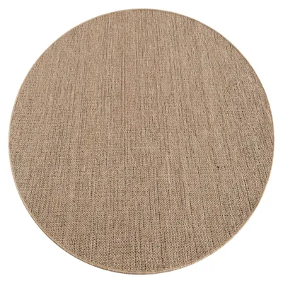 Produktbild von Outdoor Teppich wetterfest Modern Flachgewebe, Jute-Optik für Terrasse & Balkon braun Beige Grösse 120 cm Rund