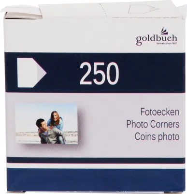 Immagine prodotto di Angoli per foto Goldbuch, 250 pezzi autoadesivi per album fotografici, in dispenser di cartone