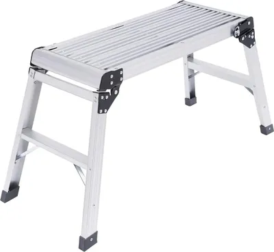 Image de Plateforme de travail en aluminium - Plateforme de travail pliable - Jusqu'à 150 kg - 76 x 30 cm - Pour la maison, le bureau, l'atelier, le garage - Argent