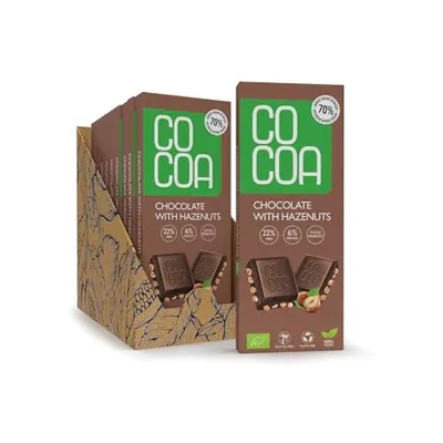 Produktbild von COCOA Haselnuss Schokolade, 10x40g, 60% Weniger Zucker, Low Carb