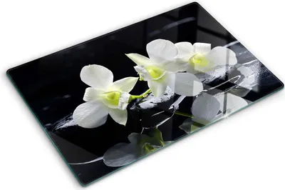 Obrázek produktu pro Kryt varné desky – Kryt na indukční desku – Ochranná skleněná deska – 80x52 cm– Skleněné ochranné desky na sporák –Tvrzené sklo –Orchidej