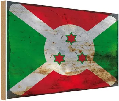Produktbild von vianmo Holzschild 20x30 cm Burundi Rost Flagge Fahne Wappen