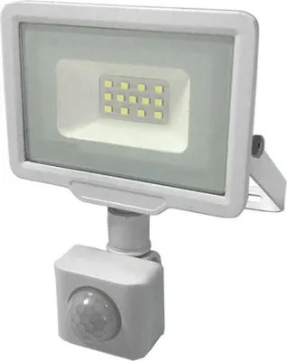 Produktbild von 10W IP65 Weißer LED-Fluter mit Bewegungsmelder - Warmweiß 2300K - 3500K