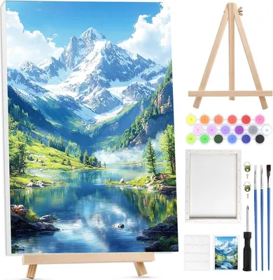 Productafbeelding van Schilderen op Nummer Set, Houten Easel, Canvas 20x30 cm, Acryltinten, voor Thuisdecoratie