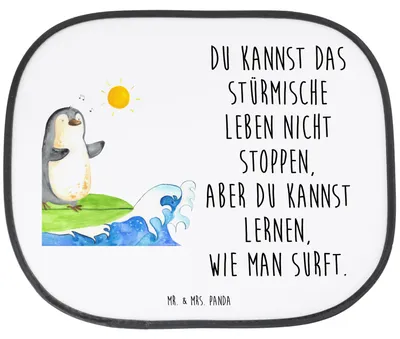 Produktbild von Mr. & Mrs. Panda Sonnenschutz Autoscheibe Pinguin Surfer - Weiß - Geschenk, Auto, Optimistisch, Wellen Reiten, Urlaub, Hawaii, Hitzeschutz, Pinguine, Portugal, Motiviert